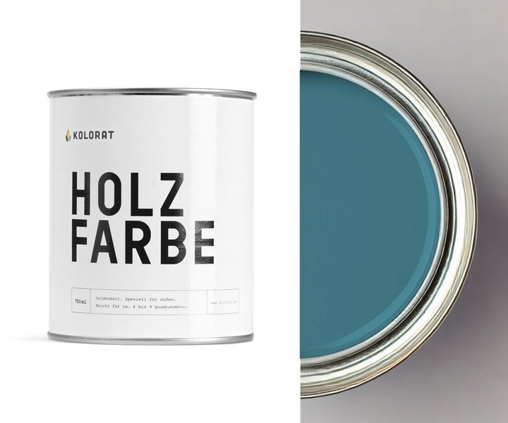 Kolorat Holzfarbe, wetterfest für Außen - Petrol K/64-12-19-50/T – 0.75L  Hochwertige Wetterschutzfarbe, höchste Deckkraft, Holzschutz - schützt vor UV-Strahlen und Witterung, schnelltrocknender Anstrich, ideal für Holz im Außenbereich