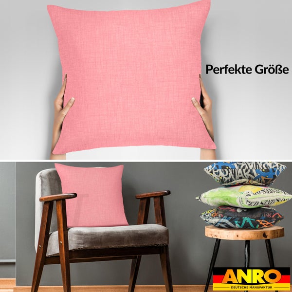 Kissenhülle Leinenoptik 60x60cm ohne Füllung Pink