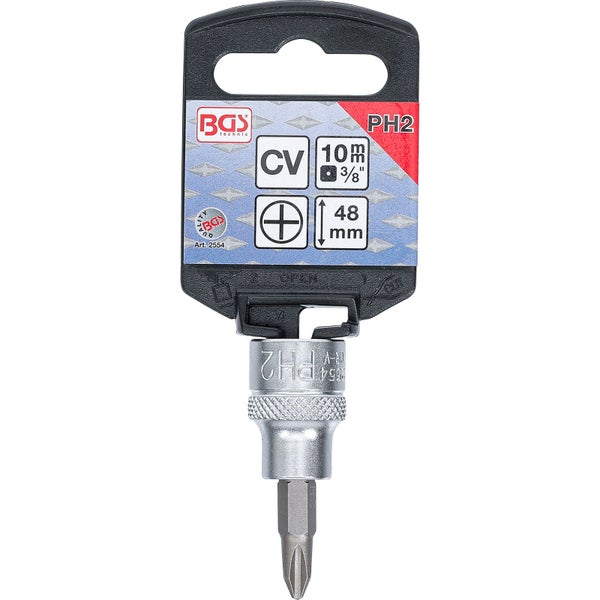 BGS Technic Schraubendreher-Einsatz PH2 mit 10 Millimeter Aufnahme