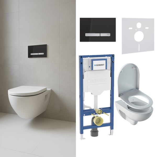 Komplettes Wand-WC-Set mit Betätigungsplatte und Montagerahmen