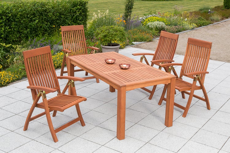 Comodoro Set 5tlg., 4 Klappsessel, Tisch 170 x 90 cm