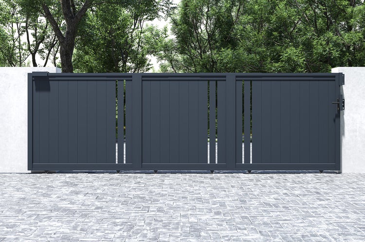 Schiebetor 5m GIONA H.160 graues Aluminium