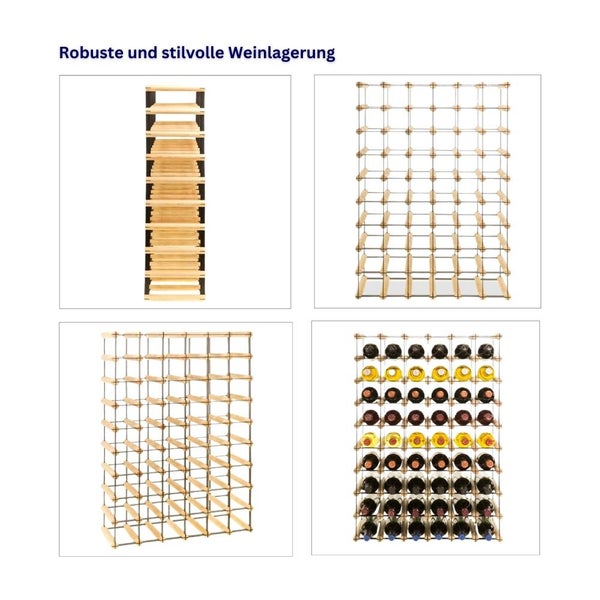 PROREGAL Modulares Weinregal Vinotega Mod Metal HxBxT 92,5 x 62,5 x 24,5 cm 6 x 9 Flaschen Massives Kiefernholz Natur