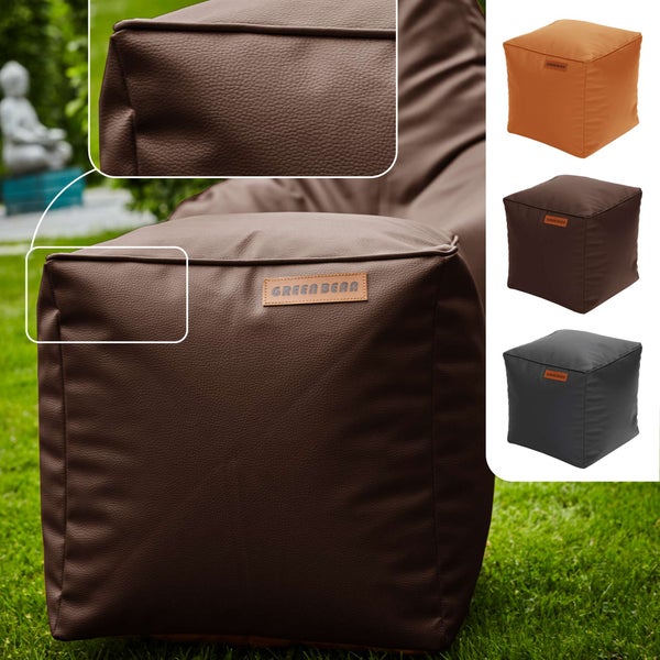 Green Bean Sitzhocker aus Kunstleder - Pouf mit EPS Perlen Füllung - 40 x 40 cm - perfekte Ergänzung zum Sitzsack - Sitzwürfel Sitzkissen Hocker Fußhocker - Dunkelbraun