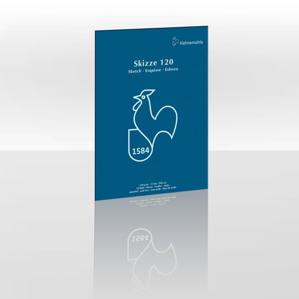 Hahnemühle Skizzenblock Skizze 120, blau, DIN A2, 120 Gramm pro Quadratmeter, 50 Blatt, säurefrei.