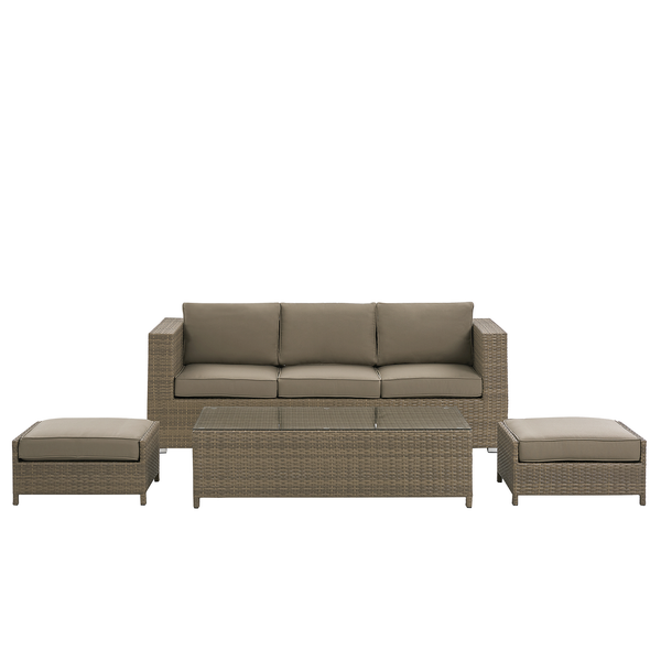 Lounge Set mit Tisch 5-Sitzer BELLUNO Polyrattan Braun