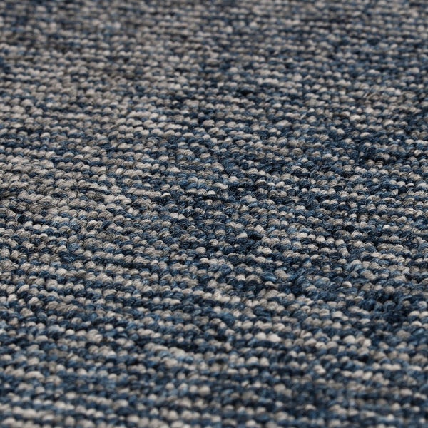 FLOORDIREKT Stufenmatte York - Widerstandsfähig & Pflegeleicht - Blau - Halbrund - 23.5 x 65 cm