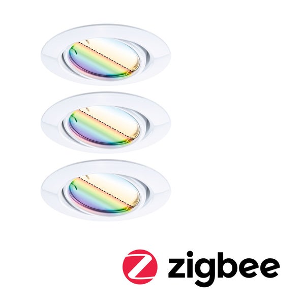 LED Einbauleuchte Smart Home Zigbee 3.0 Base Coin Basisset schwenkbar rund 90mm 20° Coin 3x4,9W 3x420lm 230V dimmbar RGBW+ Weiß