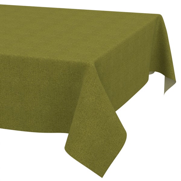 Grüne eckige Tischdecke aus Stoff mit feiner Struktur.
