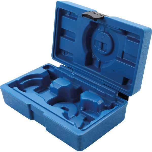 Offener, blauer Werkzeugkasten aus Kunststoff