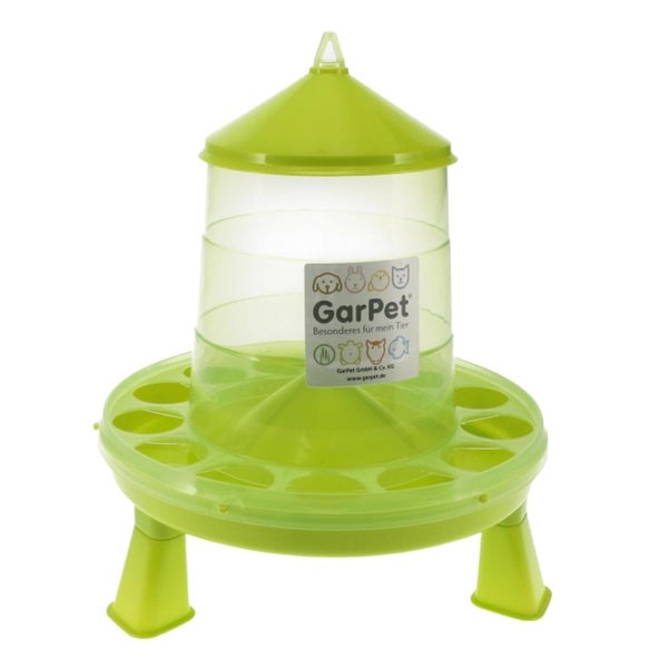 GarPet Futterautomat Hühner mit Stand Füßen grün Geflügel Futterspender Futtertrog 2 Kg Wachteln Trog Automatisch groß