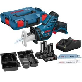 Bosch Professional Akku Säbelsäge im Set mit zwei Akkus, Ladegerät, Sägeblättern und Werkzeugkoffer