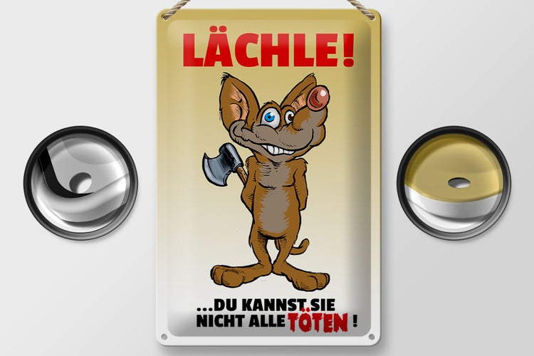 Blechschild Spruch 20x30cm Lächle Du kannst Sie nicht alle Töten