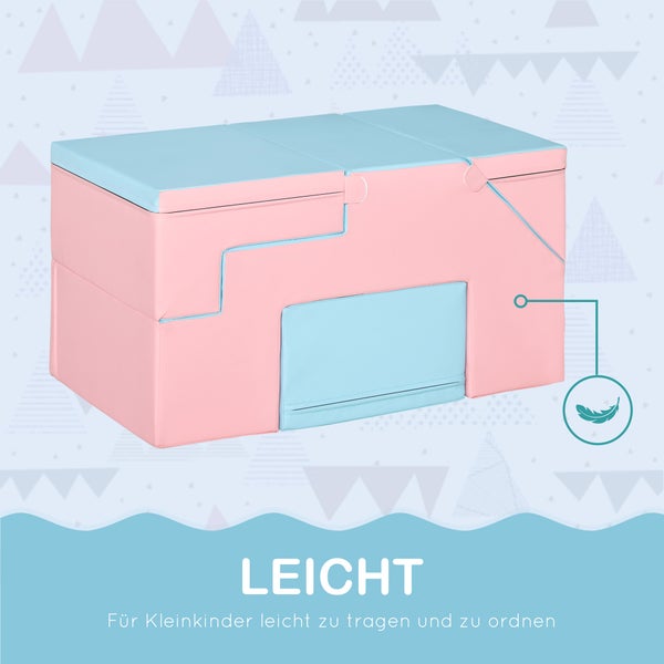 HOMCOM 4er-Set Bausteine, 147L x 49B x 47H cm, Kunstleder, EPE-Schaumstoff, Rosa