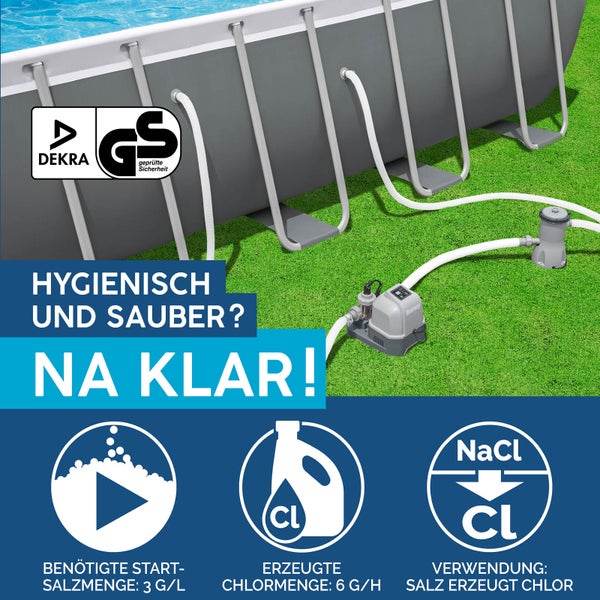 Salzwassersystem mit DEKRA und GS Siegel zur Poolreinigung