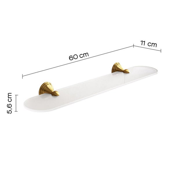 Wandablage aus Glas und bronzefarbenem Edelstahl | Rosa
