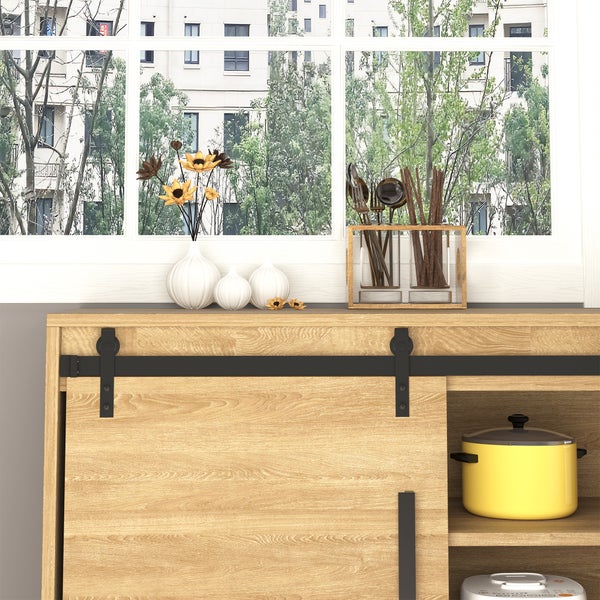 HOMCOM Schiebetürsystem Laufschiene Schiebetürbeschlag für doppelte Holztüren Zubehör Kohlenstoffstahl Schwarz 183 x 0,6 x 18 cm