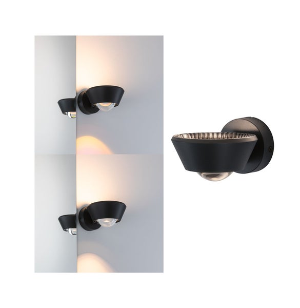 LED Wandleuchte Sabik IP44 2700K 840lm / 320lm 230V 9W / 4W dimmbar Schwarz