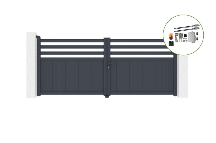 Schwenktor 3,4 m NEVIS H.140 cm Aluminium + TANKER B250 Motorisierung