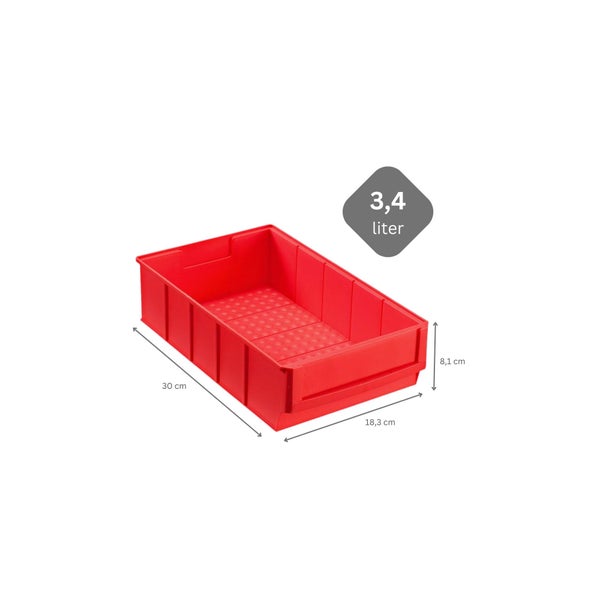 PROREGAL SuperSparSet 24 x Rote Indurstriebox 300 B HxBxT 8,1 x 18,3 x 30 cm 3,4 Liter Sortimentskasten