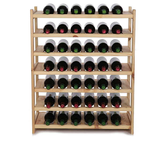PROREGAL Weinregal SPREEWALD HxBxT 86x70x33cm 42 Flaschen auf 7 Ebenen Massives Kiefernholz Natur
