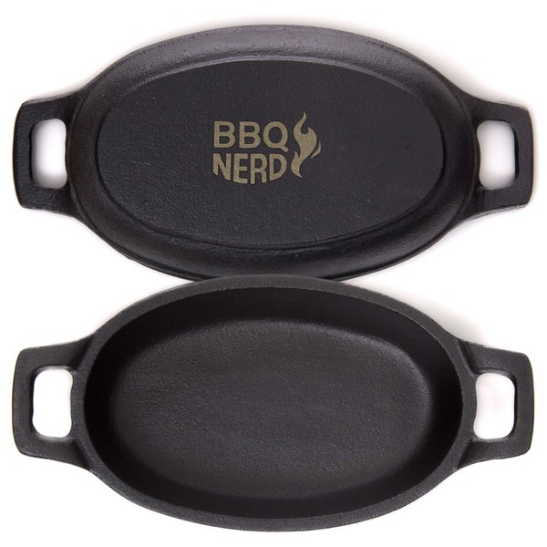 BBQ-Nerd Servierpfännchen aus Gusseisen im 6er Set |  Grillpfännchen - oval 20x9,5 cm - zum Braten Überbacken Grillen Anrichten Servieren | Gusspfännchen für einzelne Portionen