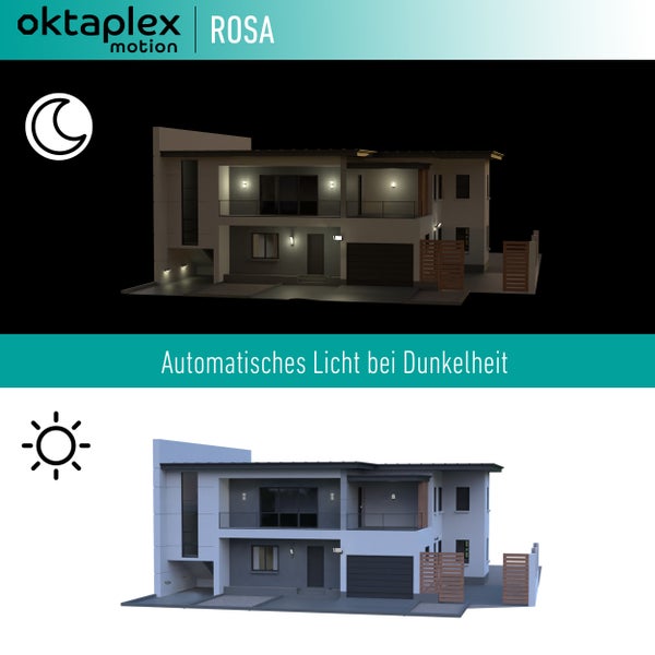 Oktaplex Rosa Dämmerungsschalter mit Dämmerungssensor IP65 1m Kabel Weiß