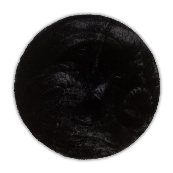Gewebtes UNI Kunstfell Chiara Schwarz Ø 120 cm