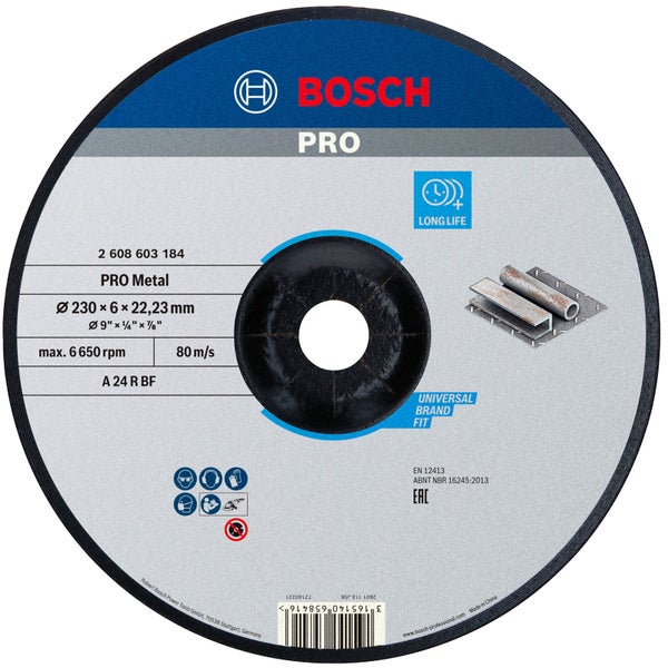 Bosch PRO Metal Schleifscheibe 230 x 6 x 22,23 mm - 2608603184