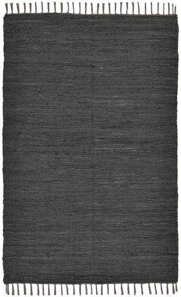 Handgewebter Fleckerlteppich aus Baumwolle Chindi Anthrazit 120x180 cm