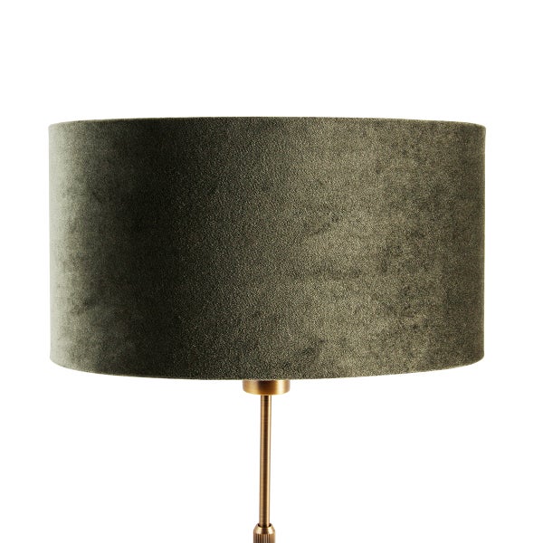Stehlampe mit rundem Lampenschirm aus Samt