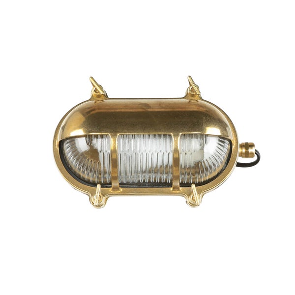 Ovale Schiffslampe aus Metall und Glas