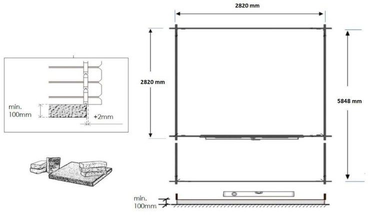 Gartenhaus, Gerätehaus 18m2 - 3x3m - 28mm - Imprägniert