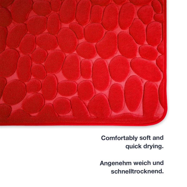 Roter Badteppich mit Kieselsteinmuster