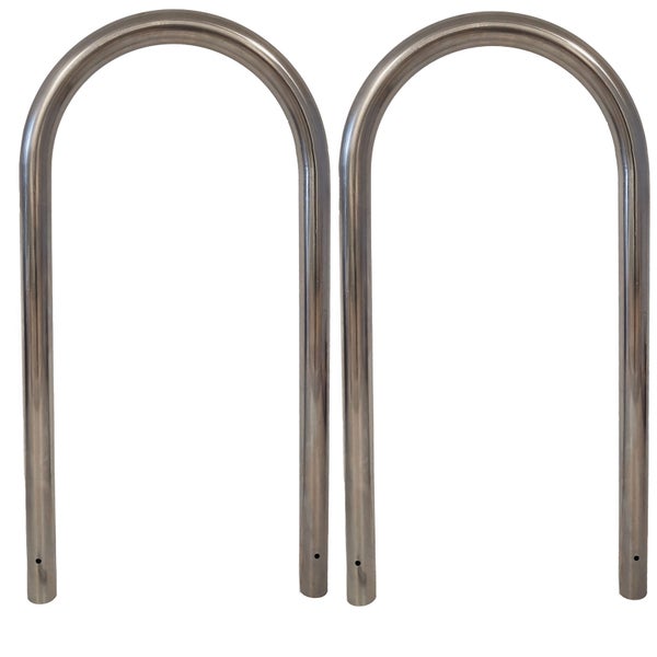 Zwei gebogene Edelstahlrohre zur Fahrradaufbewahrung