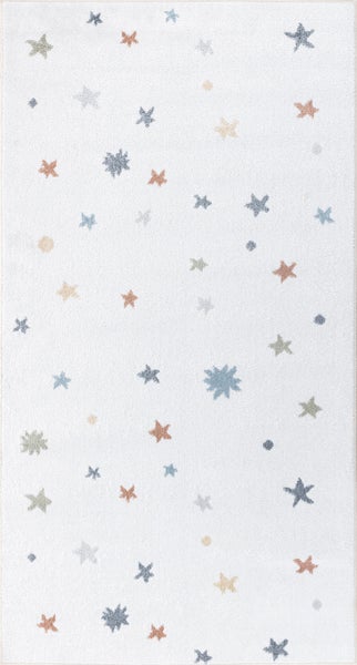 Maschinenwaschbarer Kinderteppich Sterne Mehrfarbig/Beige 80x150 cm STELLA