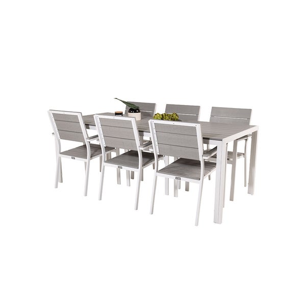 Break Gartenset Tisch 90x205cm grau, 6 Stühle grau. 90 X 205 X 74 cm
