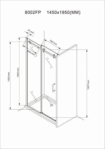 BuyLando Viktoria 145x195 cm Nischendusche mit Schiebetür - Weiß Beschläge