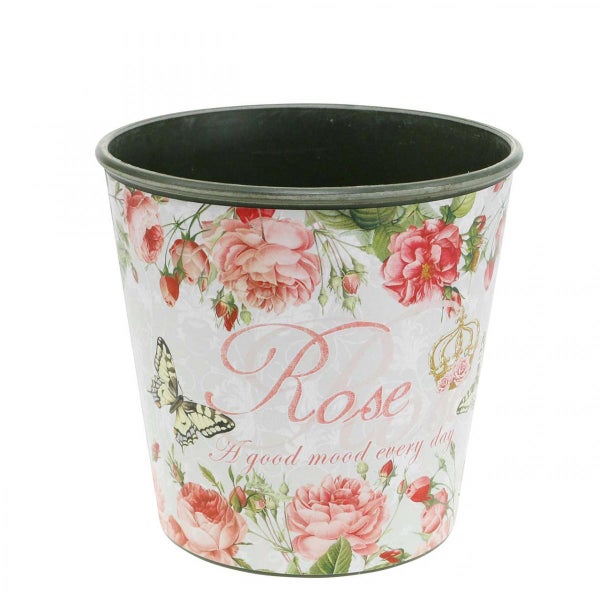 Blumentopf mit Rosenmotiv