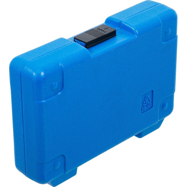 Blaue Werkzeugkiste aus Kunststoff mit Verschluss