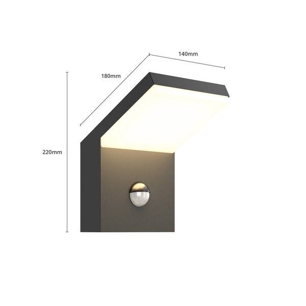 Arcchio LED Wandlampe aussen mit Bewegungsmelder, Außenleuchte spritzwassergeschützt IP54 1x 16W warmweiß (3.000K)
