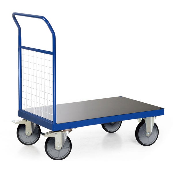 Plattformwagen mit Drahtgitteraufsatz und vier Rädern