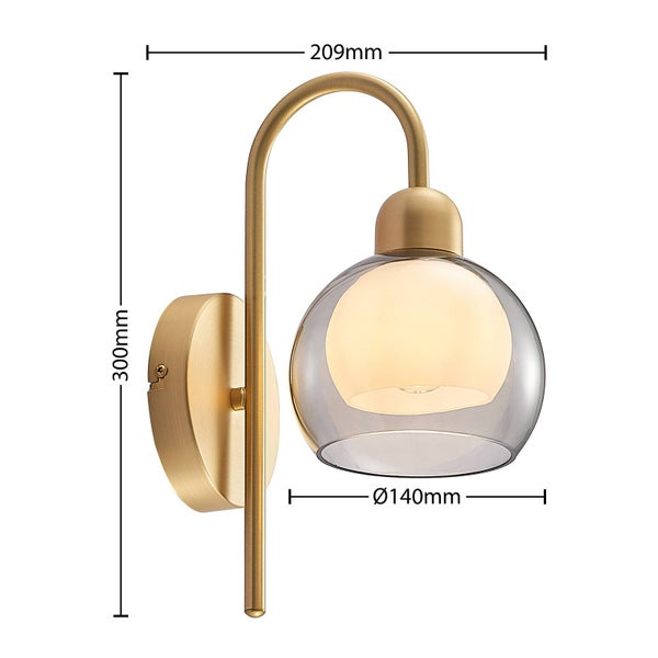 Lucande Wandleuchte, Wandlampe Innen Mylah (Retro Vintage Antik) in Gold / Messing aus Metall (1 flammig E14) - Wandstrahler Wandbeleuchtung Schlafzimmer Wohnzimmer Wohnzimmerleuchte