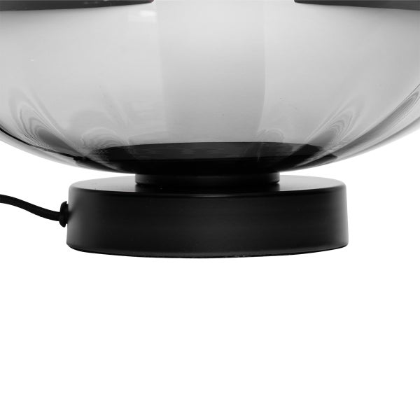 Art Deco Tischlampe schwarz mit Rauchglas - Ayesha