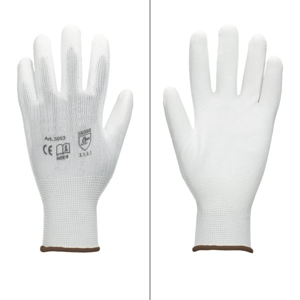ECD Germany 72 Paar Arbeitshandschuhe mit PU-Beschichtung, Größe 9-L, Weiß, atmungsaktiv, rutschfest, robust, Mechanikerhandschuhe Montagehandschuhe Schutzhandschuhe Gartenhandschuhe Handschuhe