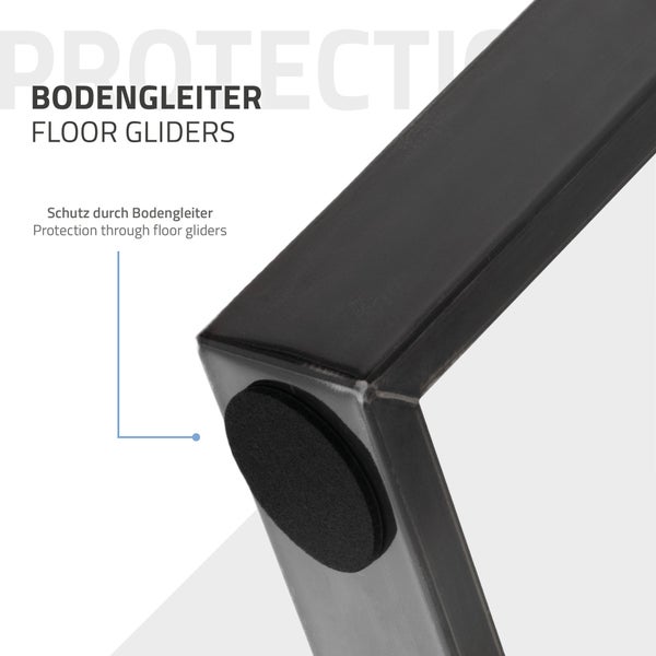 ML-Design 2er Set Tischbeine Trapez 75x72 cm, V-Form, Industrial, Profil 8x2 cm, Stahl pulverbeschichtet, geneigt, Industriedesign, Metall Tischgestell Esstisch Tischkufen Tischuntergestell Möbelfüße