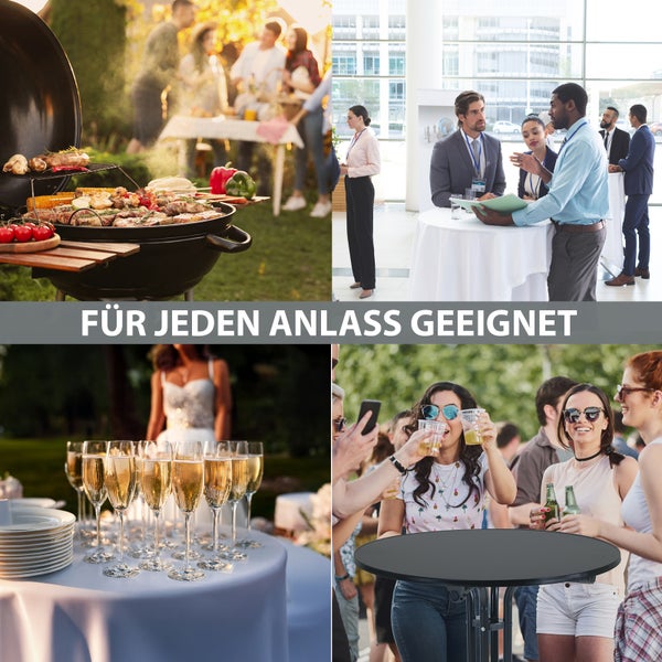 Stehtisch klappbar Ø 70 cm Höhe 110 cm Stahl Gastrotisch Partytisch Bistrotisch in Anthrazit