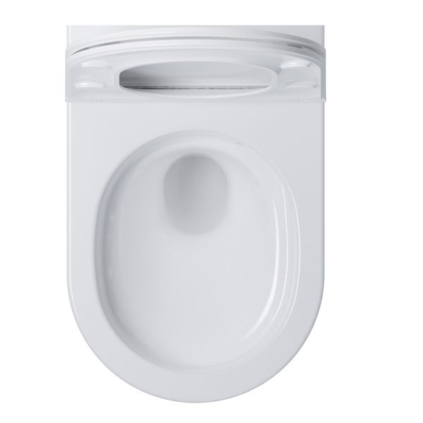 Whirlflush Hänge Wand WC Soho 3.0 Spülrandlos Tornado Spülung Weiß Glanz mit WC-Sitz Super Slim Toilette