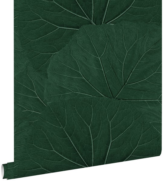 ESTAhome Tapete große Blätter Emeraldgrün - 53 cm x 10.05 m - 138997