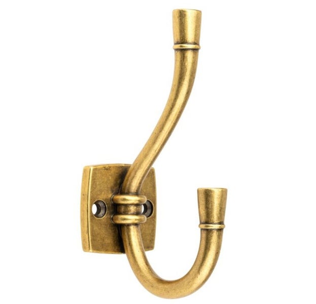 Wandhaken aus Metall mit zwei Haken zum Anschrauben.